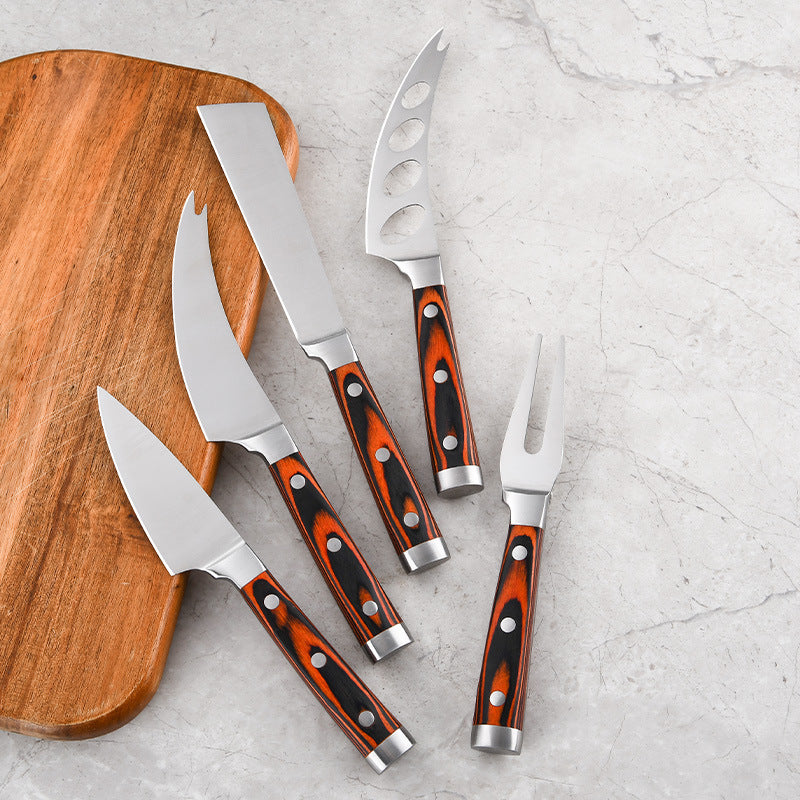 Stainless Steel Cheese Knife Set – Colorful Wooden Handles