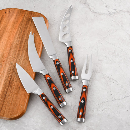 Stainless Steel Cheese Knife Set – Colorful Wooden Handles