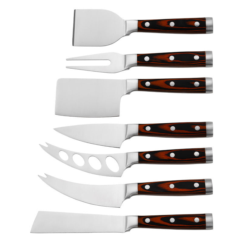 Stainless Steel Cheese Knife Set – Colorful Wooden Handles