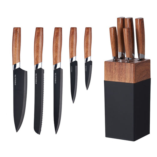6-Piece Stainless Steel Kitchen Knife Set – Wooden Handle & Precision Blades