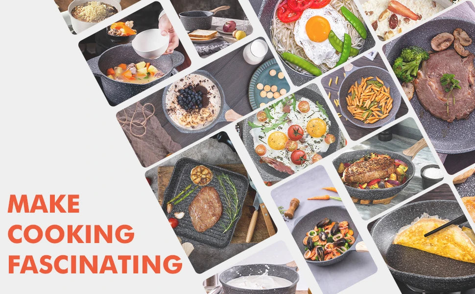 20-Piece Nonstick Granite-Coated Cookware Set – Induction Compatible