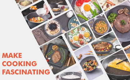 20-Piece Nonstick Granite-Coated Cookware Set – Induction Compatible