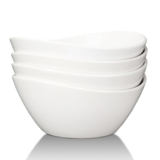 Set of 4 Porcelain 5-Inch Bowls – 10oz for Dessert & Soup