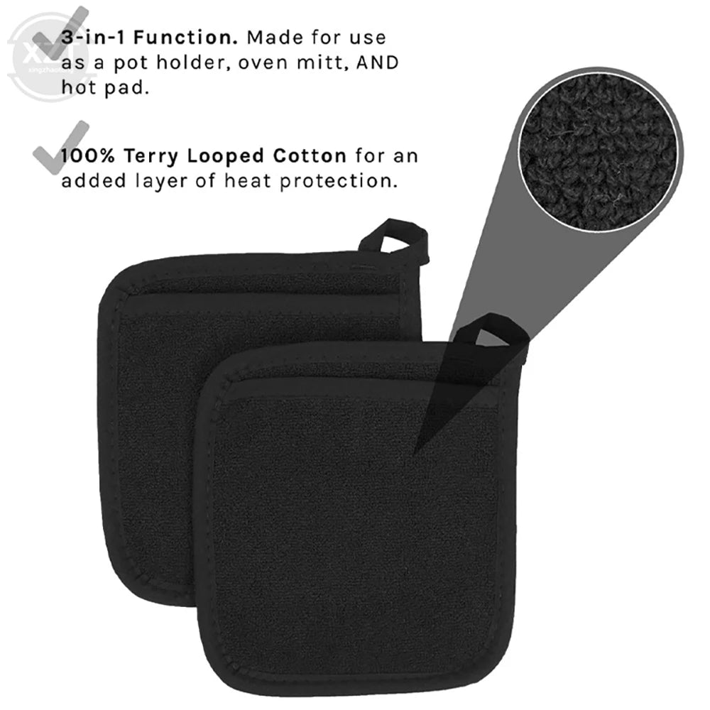 3-in-1 Cotton Terry Oven Mitts & Potholder Set – Heat-Resistant