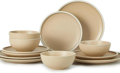 12-Piece Luxury Bone China Dinnerware Set – Gold-Rimmed Elegance