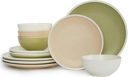 12-Piece Luxury Bone China Dinnerware Set – Gold-Rimmed Elegance
