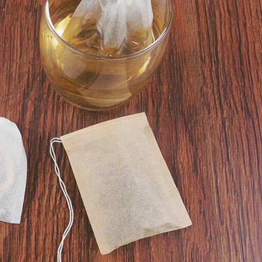 100-Piece Disposable Tea Bag Filter Bags with Drawstring Closure | Food-Grade Spice & Herbal Filters