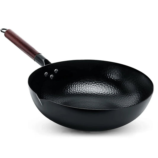 12.6" Carbon Steel Wok Pan Stir-Fry Set