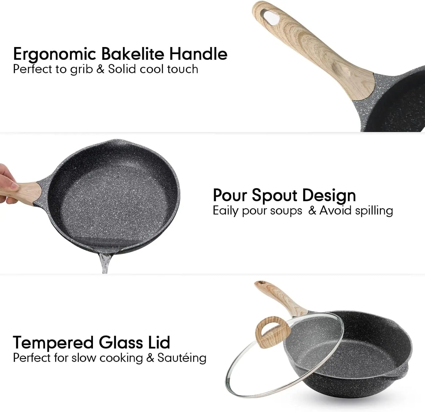 20-Piece Nonstick Granite-Coated Cookware Set – Induction Compatible