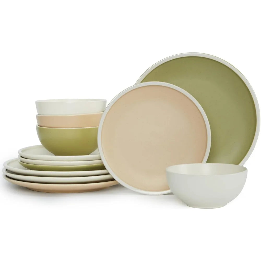 12-Piece Luxury Bone China Dinnerware Set – Gold-Rimmed Elegance