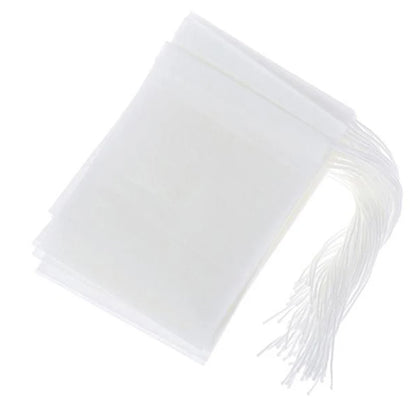 100-Piece Disposable Tea Bag Filter Bags with Drawstring Closure | Food-Grade Spice & Herbal Filters