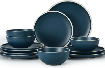 12-Piece Luxury Bone China Dinnerware Set – Gold-Rimmed Elegance