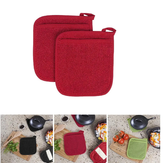 3-in-1 Cotton Terry Oven Mitts & Potholder Set – Heat-Resistant