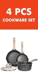 20-Piece Nonstick Granite-Coated Cookware Set – Induction Compatible